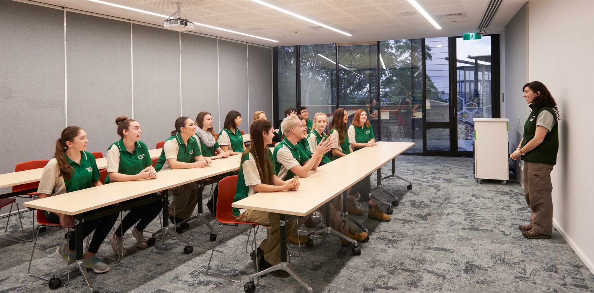 Students being led by a Taronga Educator in a Seminar Room
